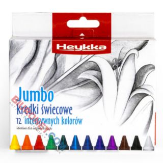 Kredki świecowe Heykka Jumbo, grube i bezzapachowe, mocne kolory 12 kolorów