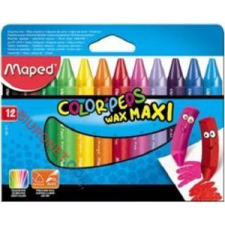 Kredki świecowe Maped ColorPeps Wax Maxi, grube trójkątne 12 kolorów