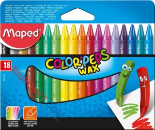 Kredki świecowe Maped Color'Peps Wax, trójkątne 18 kolorów