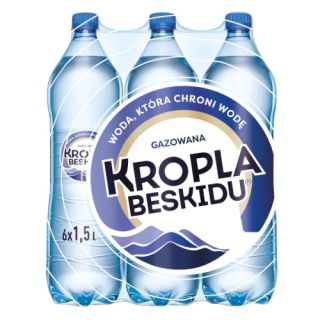 Kropla Beskidu 1,5L x 6 sztuk, woda mineralna w butelkach PET gazowana