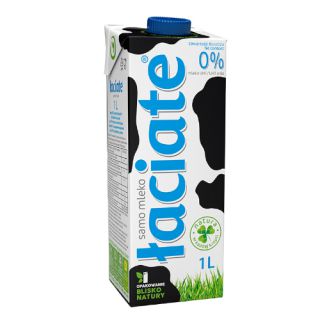 Łaciate 0,0% 1L, odtłuszczone mleko UHT w kartonie 1 sztuka