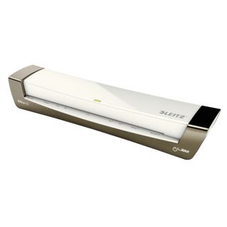 Laminator Leitz iLam Office A3, w srebrnej obudowie, idealny do małego biura szary