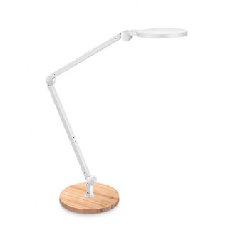 Lampka na biurko LED CEP Giant biała z drewnem