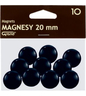 Magnesy do tablic Grand, okrągłe 20mm, plastikowe, 10 sztuk czarny