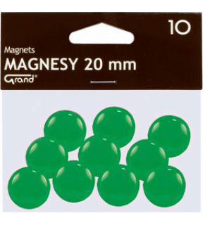Magnesy do tablic Grand, okrągłe 20mm, plastikowe, 10 sztuk zielony