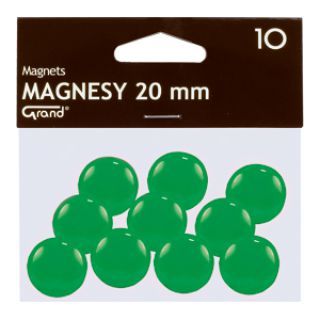 Magnesy do tablic Grand, okrągłe 20mm, plastikowe, 10 sztuk zielony