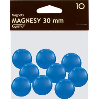 Magnesy do tablic Grand, okrągłe 30mm, plastikowe, 10 sztuk niebieski