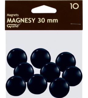 Magnesy do tablic Grand, okrągłe 30mm, plastikowe, 10 sztuk czarny