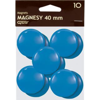 Magnesy do tablic Grand, okrągłe 40mm, plastikowe, 10 sztuk niebieskie