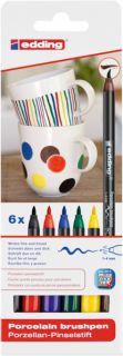 Marker do ceramiki Edding 4200 S, końcówka pędzelkowa 1-4 mm, 6 kolorów w pudełku mix 3