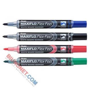 Marker do tablic Pentel Maxiflo Flex-Feel, suchościeralny, zakończony pędzelkiem 4 mm czerwony