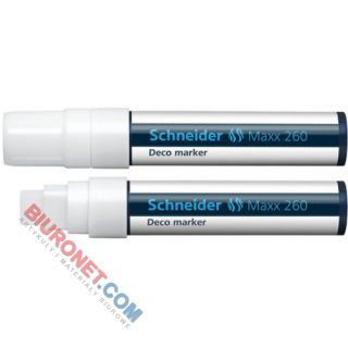 Marker kredowy Schneider Maxx 260 Deco, gruba linia pisania 5-15 mm biały