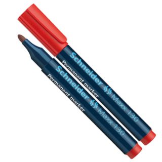 Marker permanentny Schneider Maxx 130, końcówka okrągła 1-3mm czerwony