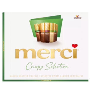 Merci Crispy Selection Green Storck, czekoladki nadziewane, bombonierka 250 g