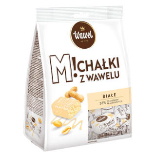 Michałki Białe Wawel, cukierki w białej czekoladzie z kawałkami orzechów arachidowych 245 g