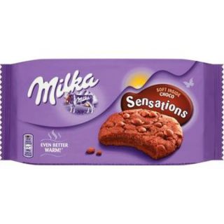 MILKA Cookie Sensations, kruche ciastka kakaowe z nadzieniem czekoladowym 156g