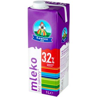 Mleko bez laktozy UHT Łowicz 3,2% 1L, w kartonie 1 sztuka