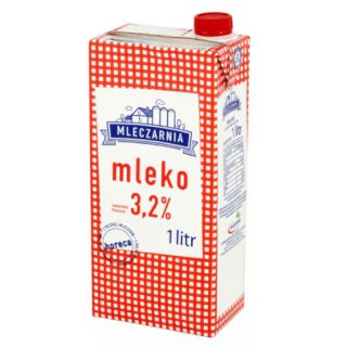 Mleko Mleczarnia 3,2% 1L, UHT w kartonie 1 sztuka