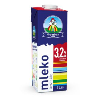 Mleko UHT Łowicz 3,2% 1L, w kartonie 1 sztuka