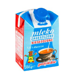 Mleko zagęszczone Gostyń 7,5%, niesłodzone, w kartoniku 200g