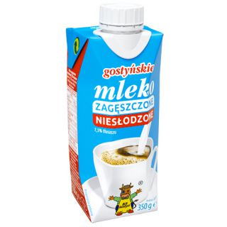 Mleko zagęszczone Gostyń 7,5%, niesłodzone, w kartoniku 350g