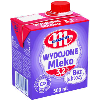 Mlekovita Wydojone bez laktozy 3,2% 0,5L, mleko UHT w kartonie 1 sztuka