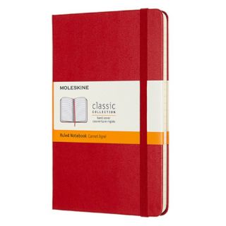 Notes Moleskine Classic M 11,5x18 cm, 208 stron w linie, twarda oprawa z gumką czerwony