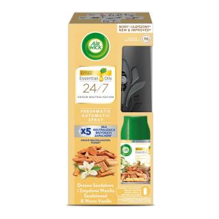 Odświeżacz powietrza Air Wick Freshmatic Auto Spray, automatyczny, czarne urządzenie, komplet Drzewo Sandałowe i Wanilia