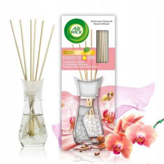 Odświeżacz powietrza Air Wick Pachnące Patyczki Life Scents 30ml, dekoracyjny Jedwab z Orientalną Orchideą