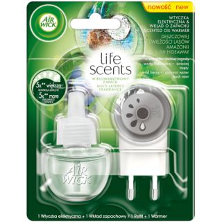 Odświeżacz powietrza Air Wick Scented Oil Life Scents, elektryczny do gniazdka, komplet Deszczowa Świeżość Lasów Amazonii