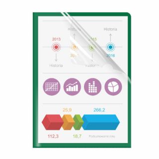 Ofertówki kolorowe Biurfol A4/200 mikronów, sztywne obwoluty typu L, z kolorowym tyłem, 10 sztuk zielony