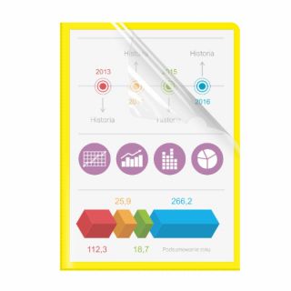 Ofertówki kolorowe Biurfol A4/200 mikronów, sztywne obwoluty typu L, z kolorowym tyłem, 10 sztuk żółty