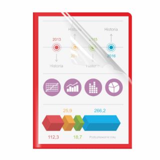 Ofertówki kolorowe Biurfol A4/200 mikronów, sztywne obwoluty typu L, z kolorowym tyłem, 10 sztuk czerwony