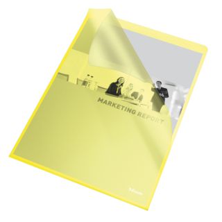 Ofertówki kolorowe Esselte A4/115 mikronów, groszkowe, 25 sztuk w folii żółty