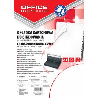 Okładki do bindowania Office Products A4, karton błyszczący, 100 sztuk biały