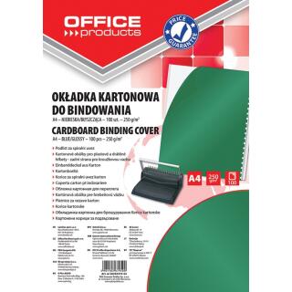 Okładki do bindowania Office Products A4, karton błyszczący, 100 sztuk zielony
