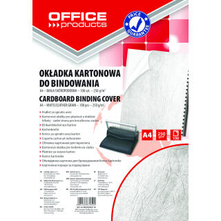 Okładki do bindowania Office Products A4, karton skóropodobny, 100 sztuk biały
