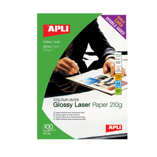Papier fotograficzny błyszczący dwustronny do drukarek laserowych, A4. Apli  AP11817 160g