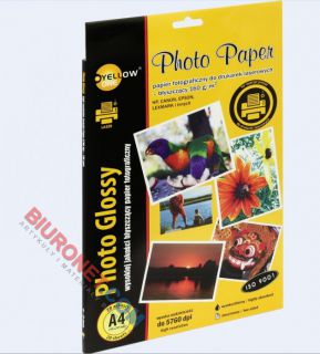 Papier fotograficzny Yellow One, do wydruków laserowych, błyszczący, format A4  160g x 20arkuszy