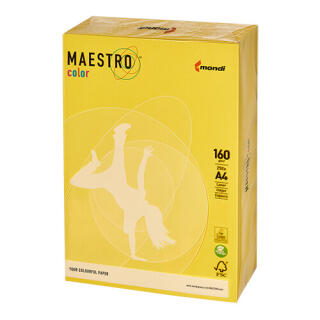 Papier kolorowy Maestro Color Intensywne A4/160g, 250 arkuszy kanarkowy - CY39
