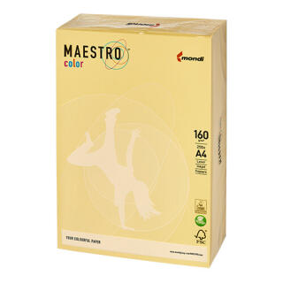 Papier kolorowy Maestro Color Pastele A4/160g, 250 arkuszy żółty - YE23