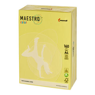 Papier kolorowy Maestro Color Trendy A4/160g, 250 arkuszy cytrynowy - ZG34