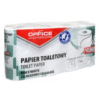 Papier toaletowy Office Products Premium, standardowy biały papier celulozowy, 3-warstwowy 8 rolek x 15 m