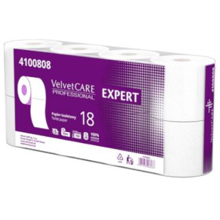 Papier toaletowy Velvet CARE Professional EXPERT, standardowy biały papier celulozowy, 3-warstwowy 8 rolek x 150 listków