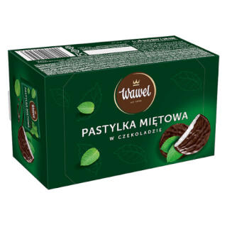 Pastylka miętowa w czekoladzie Wawel, czekoladki nadziewane, bombonierka 210 g