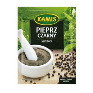 Pieprz czarny mielony Kamis, w torebce 20g