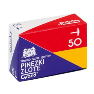 Pinezki płaskie Grand, złote, galwanizowane 50 sztuk