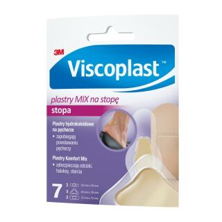 Plastry na pęcherze, otarcia i odciski Viscoplast Stopa, hydrokoloidowe oraz Komfort Mix, 3 rozmiary 7 sztuk