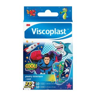 Plastry z opatrunkiem Viscoplast Cool, z grafikami dla dzieci, 2 rozmiary 20 sztuk