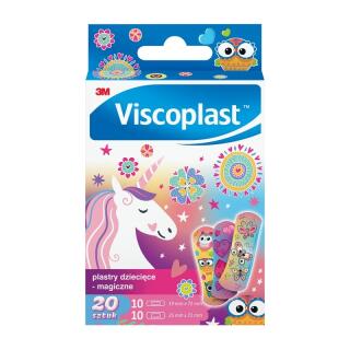 Plastry z opatrunkiem Viscoplast Magiczne, z grafikami dla dzieci, 2 rozmiary 20 sztuk